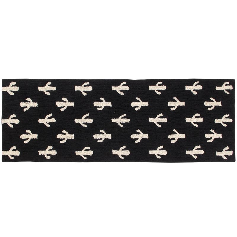 Tapis lavable cactus noir et blanc (80 x 230 cm) Lorena Canals