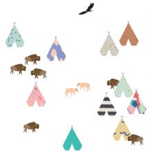 Sticker Buffalo et tipis (26 x 19 cm)  par Mimi'lou
