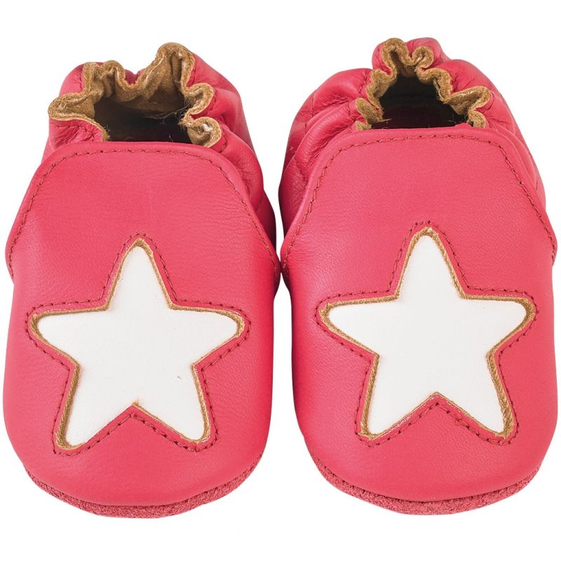 Chaussons cuir Cocon étoile framboise (0-6 mois) Noukie's