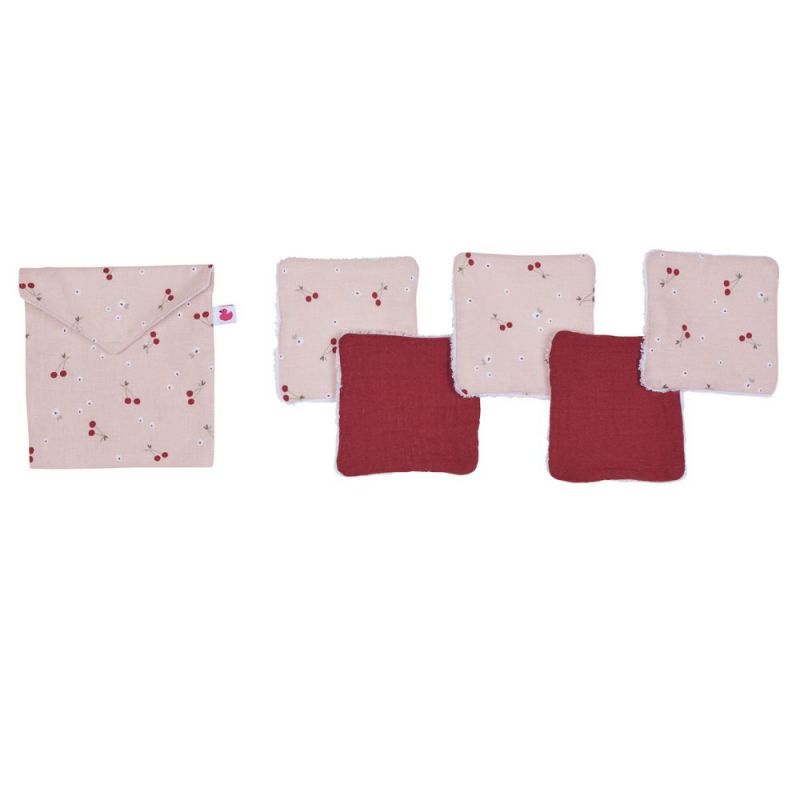 Lot de 5 lingettes lavables Cerise BB & Co