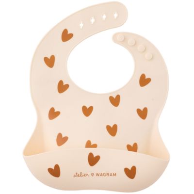 Bavoir en silicone Coeurs Crème Atelier Wagram