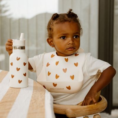 Bavoir en silicone Coeurs Crème