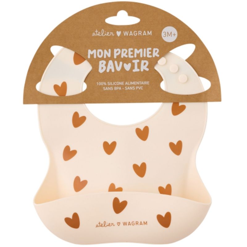 Bavoir en silicone Coeurs Crème Atelier Wagram Packaging 3