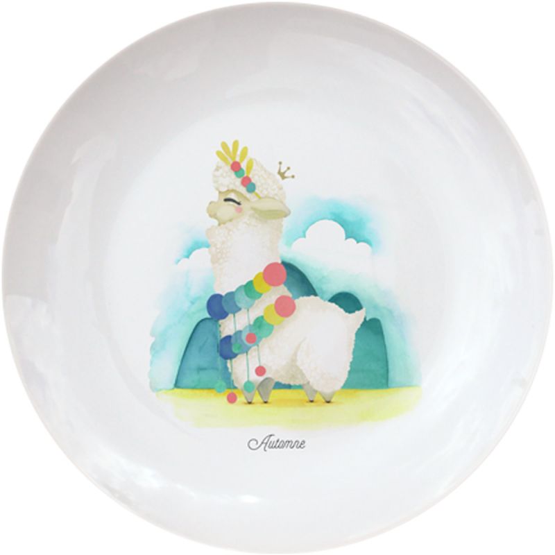 Assiette en porcelaine Lama blanc (personnalisable) Gaëlle Duval
