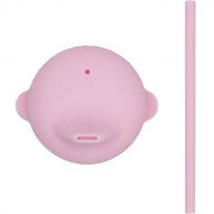 Bec anti-fuite + mini paille pour gobelet en silicone rose poudrée