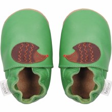 Chaussons en cuir Soft soles hérisson vert (3-9 mois)  par Bobux