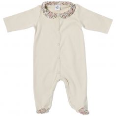 Pyjama coton en interlock beige et col claudine liberty (1 mois) - BB & Co