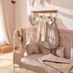 Pyjama coton en interlock beige et col claudine liberty (1 mois)
