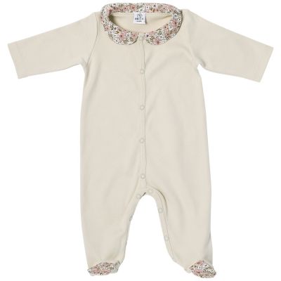 Pyjama coton en interlock beige et col claudine liberty (1 mois) BB & Co