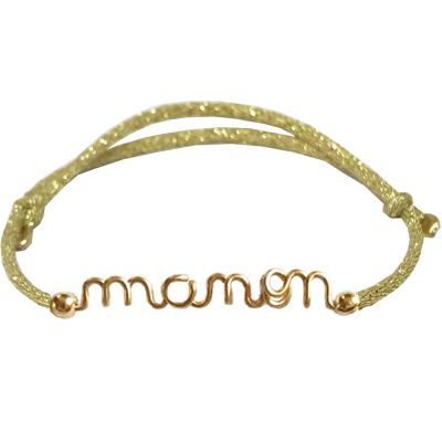 bracelet cordon paillette prénom goldfilled jaune (personnalisable)