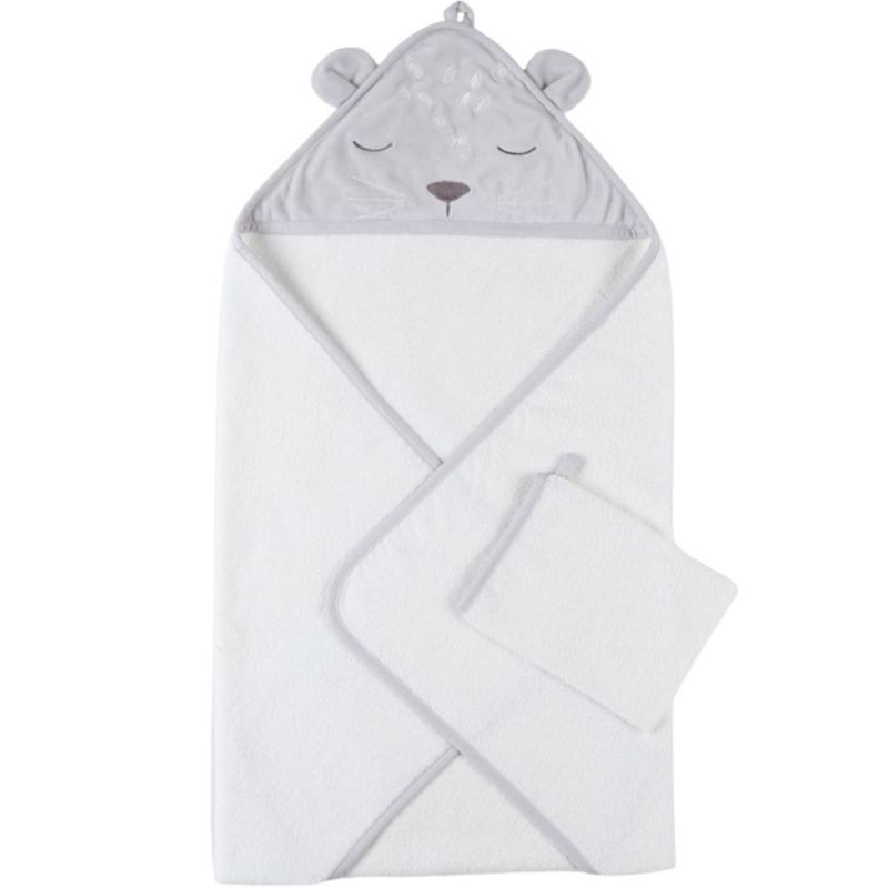 Cape de bain + gant gris Babou & Kendi (75 x 75 cm) Noukie's