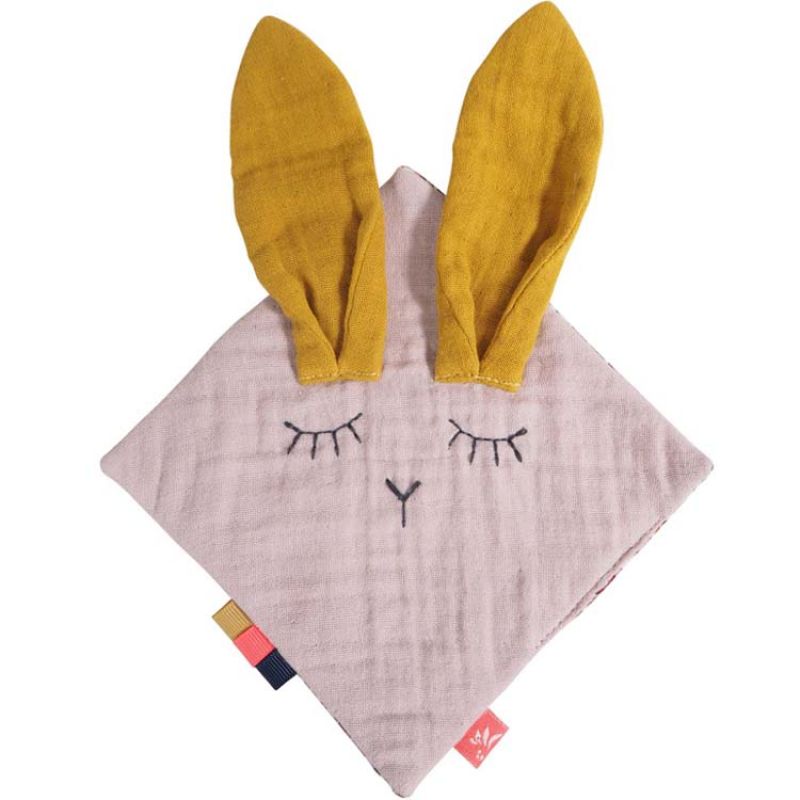 Doudou plat Lapin rose Kikadu