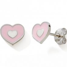 Boucles d'oreilles Coeur rose (argent)  par Baby bijoux