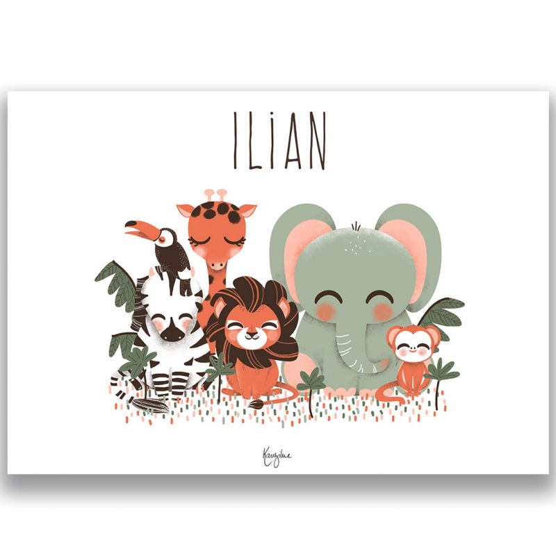 Affiche A4 Les Animignons de la jungle (personnalisable) Kanzilue