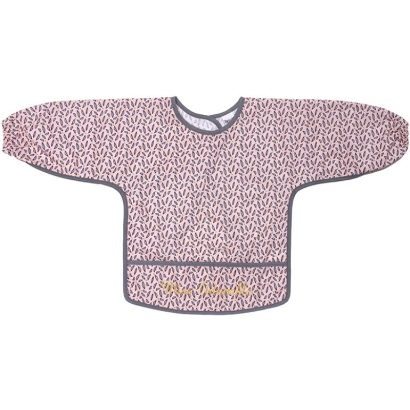 Bavoir à manches plastifié Miss Adorable rose et gris BB & Co