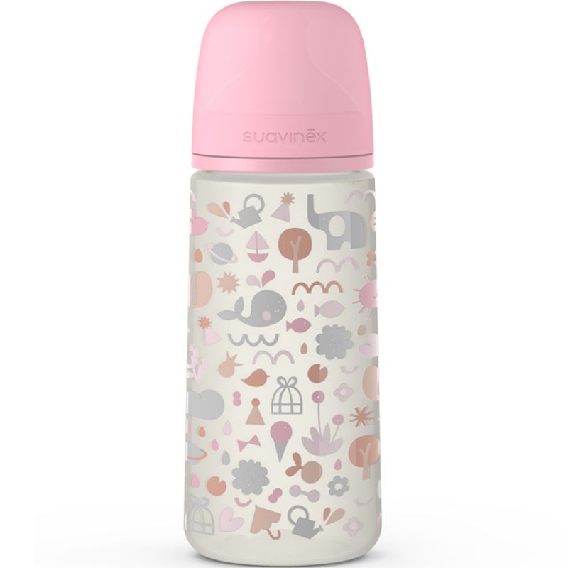 Biberon avec tétine symétrique SX PRO L Memories rose (360 ml) Suavinex
