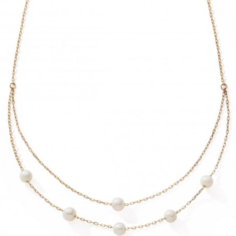 Collier 6 perles 40 cm (or jaune 375°) Baby bijoux