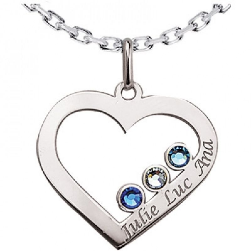 Pendentif coeur avec Swarovski (argent 925°) Louis de l'Ange