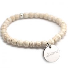 Bracelet de perles ivoire personnalisable (argent 925° et agate)  par Petits trésors