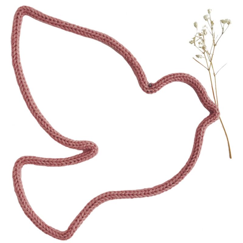 Déco murale colombe en tricotin (coloris personnalisable) Charlie & June