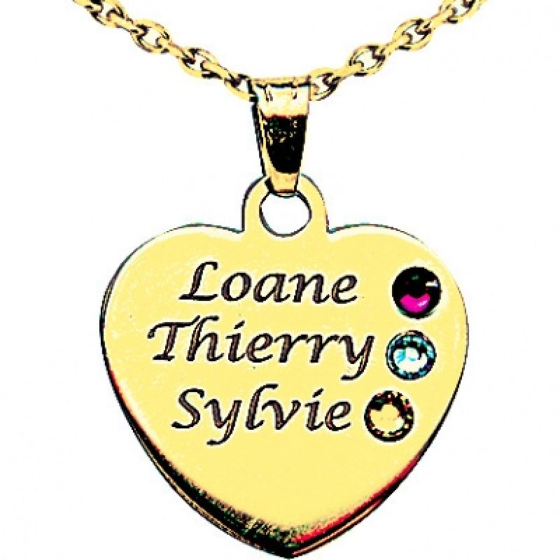 Médaille coeur avec Swarovski (or jaune 375°) Louis de l'Ange