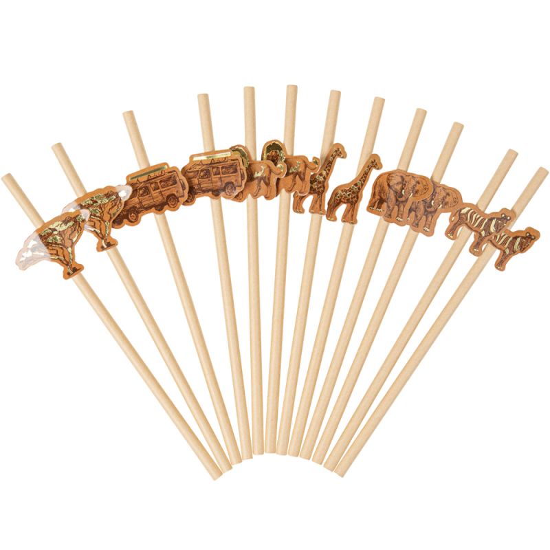Lot de 12 pailles Safari Beige Arty Fêtes Factory