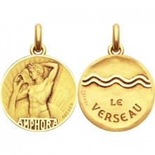 Médaille signe Verseau avec revers (or jaune 750°)  par Becker