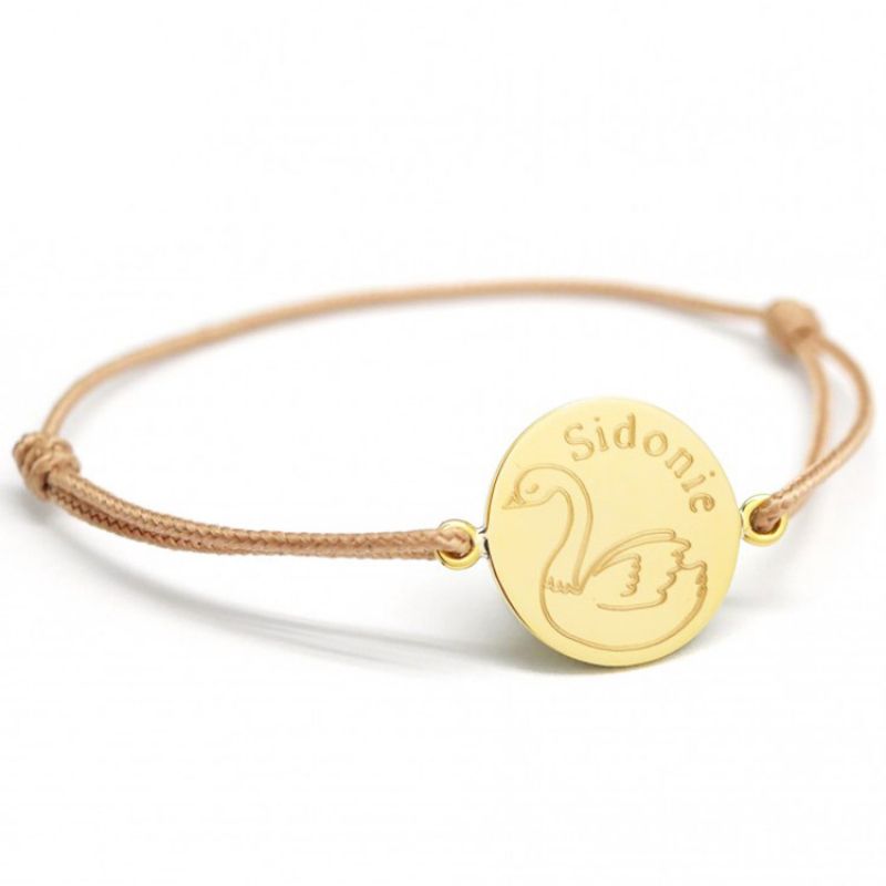 Bracelet cordon Cygne personnalisable (plaqué or) Petits trésors