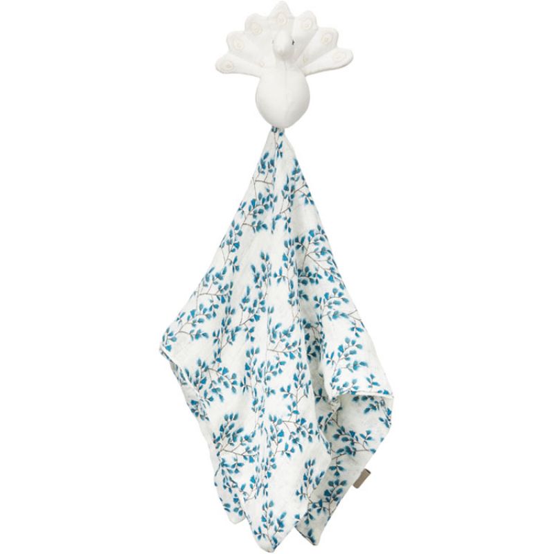 Doudou plat en coton bio Paon Fiori Cam Cam Copenhagen