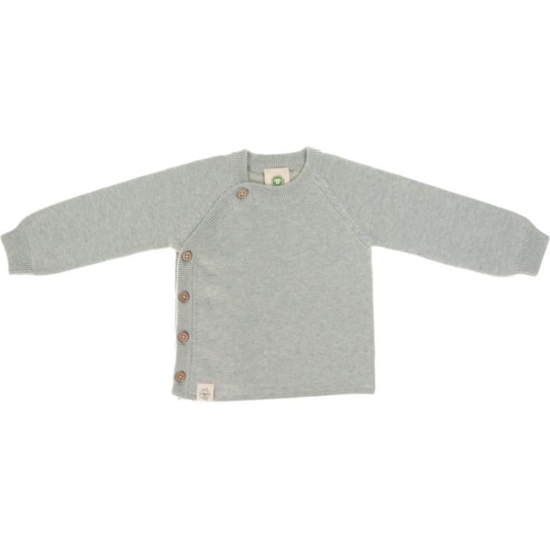 Gilet tricoté en coton bio GOTS gris-vert (0-2 mois) Lässig