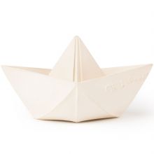 Jouet de bain bateau origami latex d'hévéa blanc  par Oli & Carol