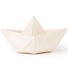 Jouet de bain bateau origami latex d'hévéa blanc
