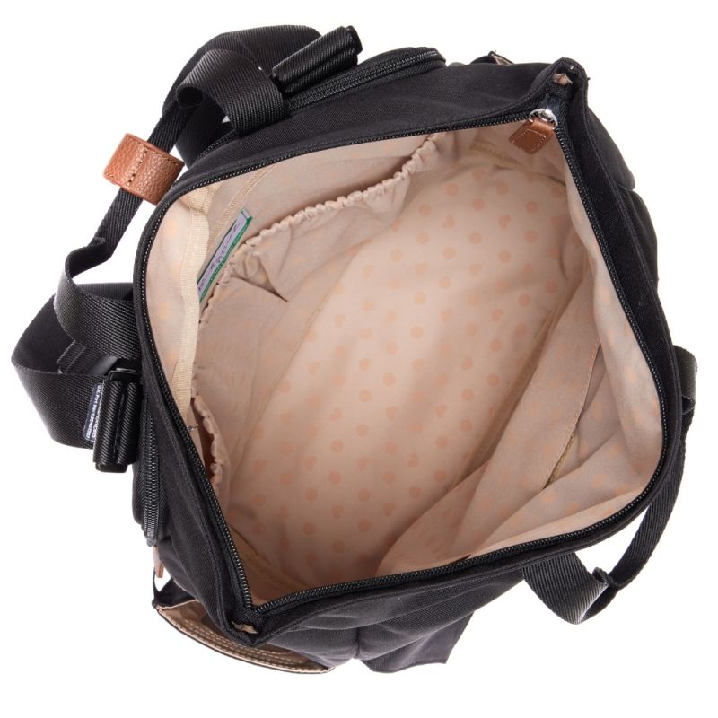 Sac à dos à langer Quinn Eco noir et marron Babymel Produit ouvert 8