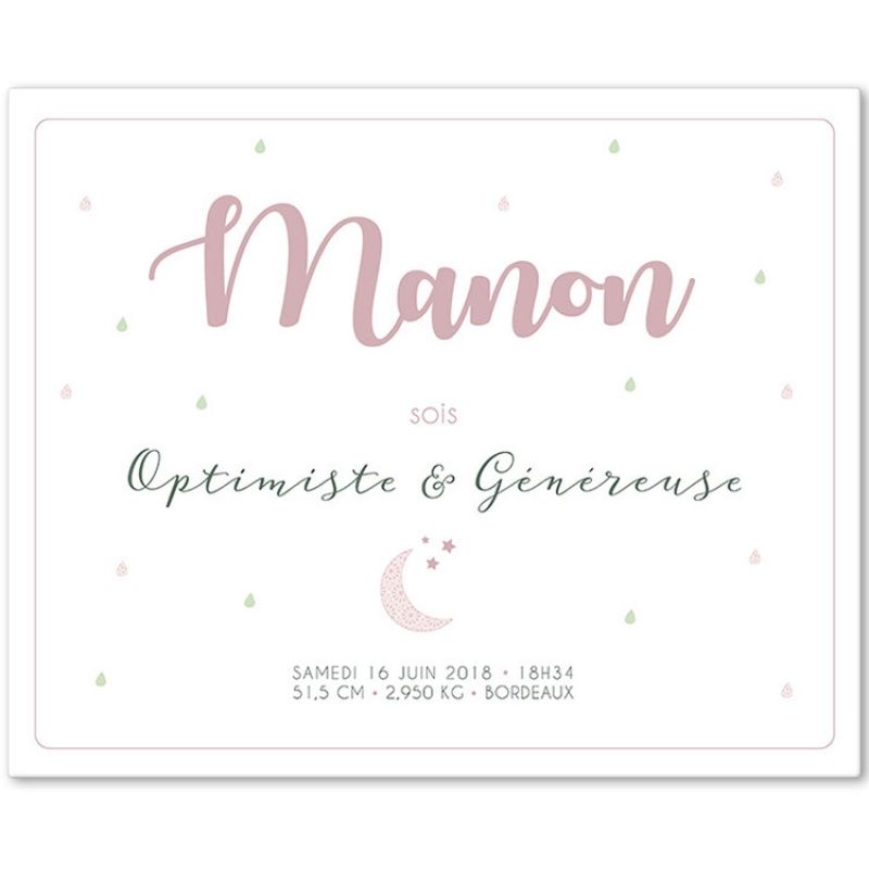 Tableau de naissance Généreuse personnalisable (33 x 41 cm) Mes Mots Déco