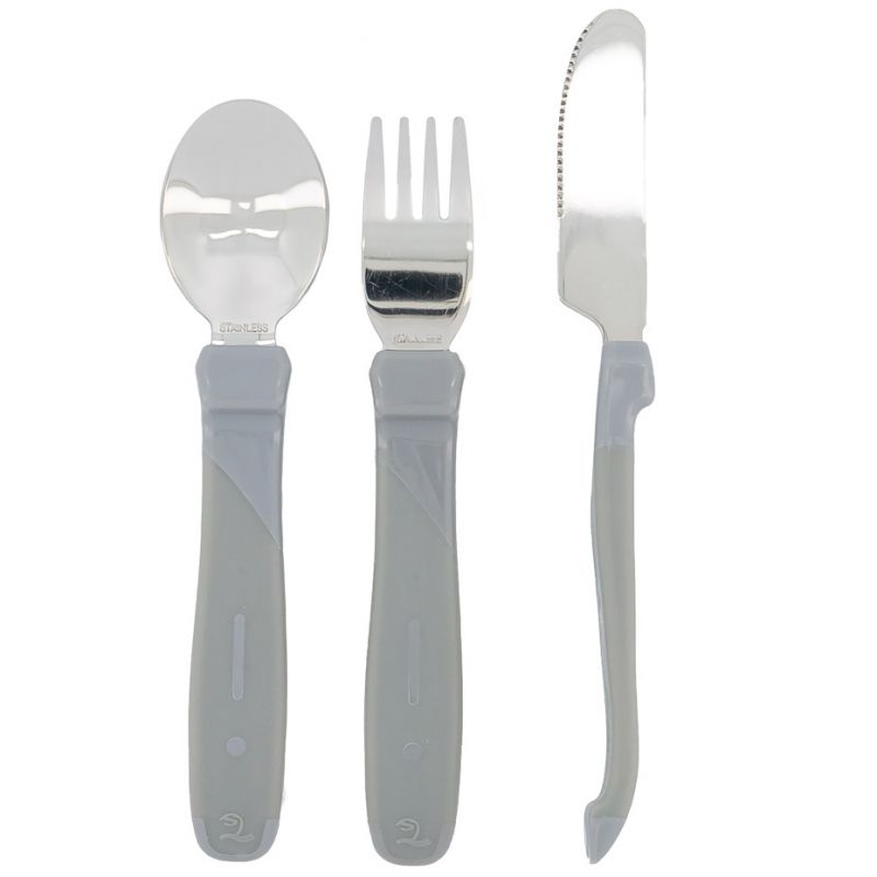 Set de 3 couverts en acier inoxydable gris pastel Twistshake