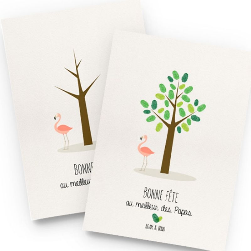 Kit mini arbre à empreintes flamant rose personnalisable (A4) La Poupette à paillettes