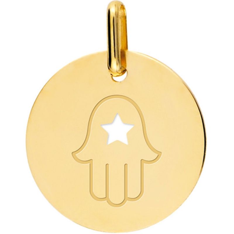 Médaille main de Fatma ajourée personnalisable (or jaune 750°) Lucas Lucor