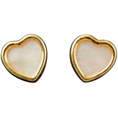 Boucles d'oreilles coeur nacre (or jaune 750°) - Daniel Crégut