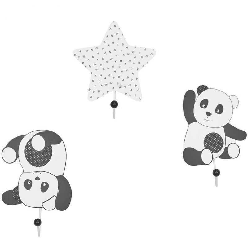 Lot de 3 patères panda Chao Chao Sauthon
