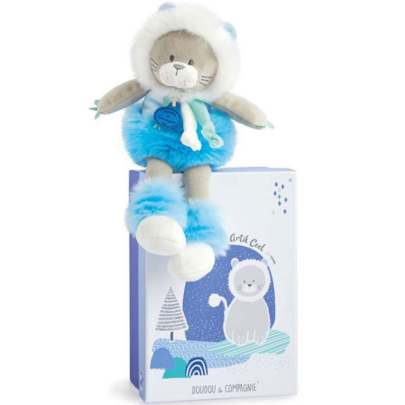 Coffret peluche lion Artik cool (30 cm) Doudou et Compagnie