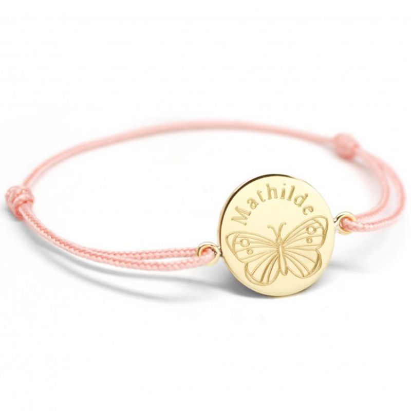 Bracelet cordon Papillon personnalisable (plaqué or) Petits trésors