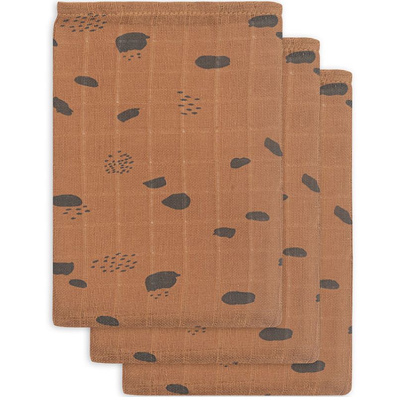 Lot de 3 gants de toilette hydrophiles Spot caramel Jollein