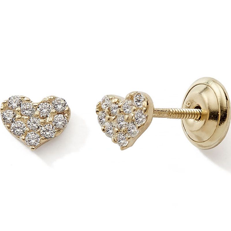 Boucles d'oreilles Coeur zirconium (or jaune 750°) Baby bijoux