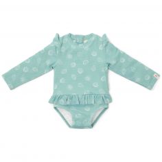 Maillot de bain manches longues 1 pièce à volants Ocean Treasures Surf Blue (6-12 mois) - Little Dutch