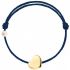 Bracelet cordon Coeur et perle bleu marine (or jaune 750°) - Claverin