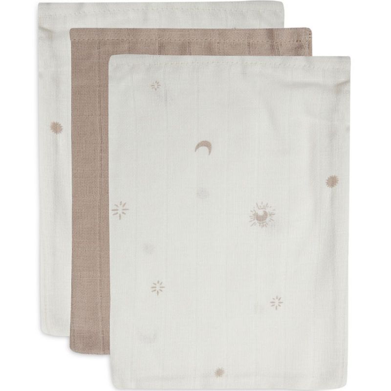 Lot de 3 gants de toilette en coton Stargaze Biscuit Jollein