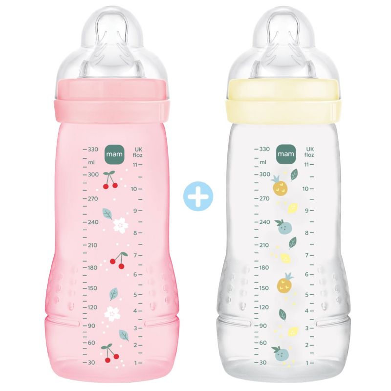 Lot de 2 biberons Easy Active 2ème âge Berry - Tétine débit X (330ml) MAM Produit 1