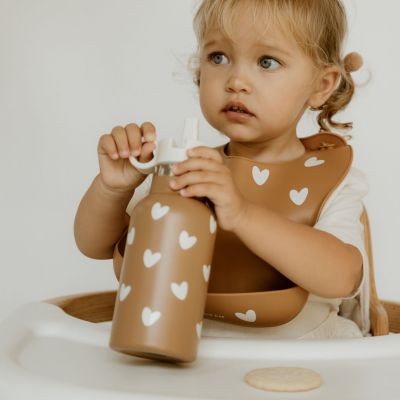 Bavoir en silicone Coeurs Caramel