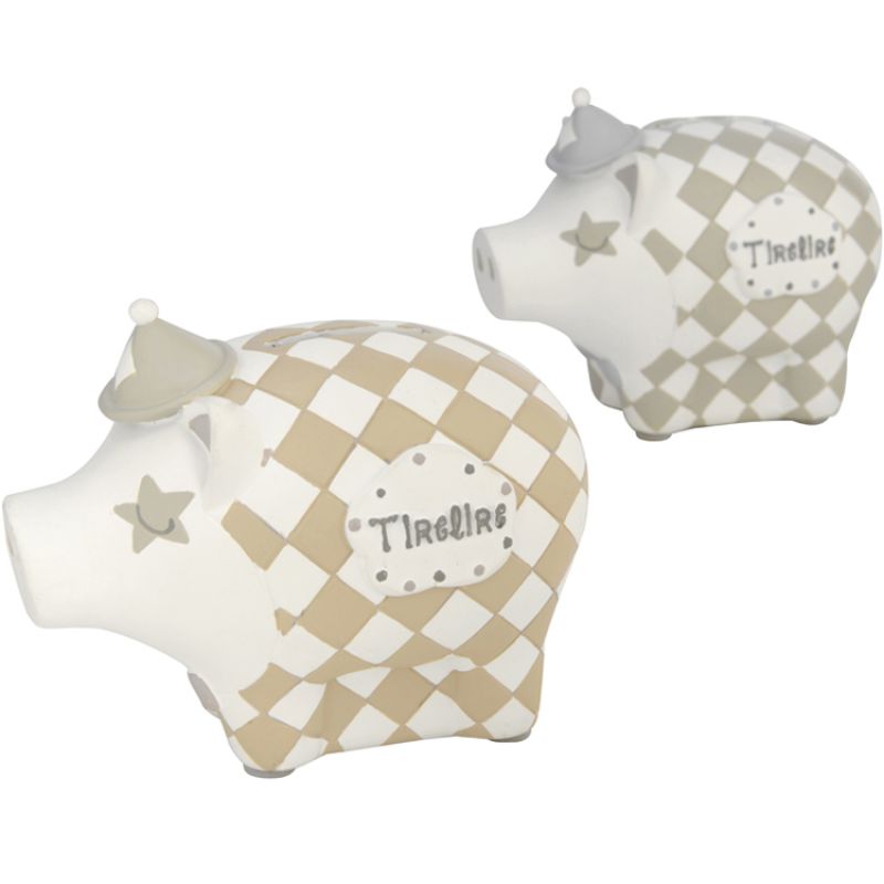 Tirelire cochon BB Losange coloris aléatoire (9 x 12 cm) Amadeus Les Petits