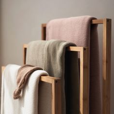 Couverture en polaire Basic Knit Ivory (75 x 100 cm)